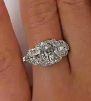 Art Deco Style Lab Created Diamond Wedding Proposal Ring 14K White Gold Finish