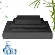LINENOVA 2000TC Hiqh Quality Bamboo Blend Sheet Set - Black - Size Queen