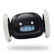 Extra Loud Run-Away Alarm Clock on Wheels for Heavy Sleepers, with Funny Rolling and Jumping Action (Black)