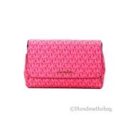 Michael Kors Jet Set Medium Electric Pink Convertible Pouchette Crossbody Bag