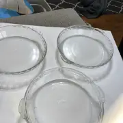 Vintage Lot of 3 PYREX 9 1/2 In. Pie Plates-Clear Glass