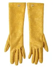 Dolce & Gabbana Gold Lurex Fantasia Mid Arm Length Women's Gloves Authentic