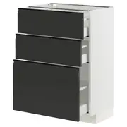 METOD / MAXIMERA base cabinet with 3 drawers, white/Upplöv matt anthracite, 60x37x80 cm