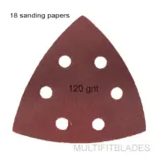 Large Triangular Size 120 Grit Hook & Loop Oscillating Sanding Sheets: 18 Pack