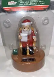 Solar Powered Dancing Rocking Chair Bobble Head Santa Christmas Decor 4" tall