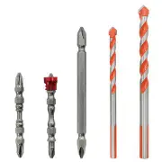 1Set 5Pcs Tile Glass Drill Set Magnetic Ring Cross Screwdriver Bit Multifunctional Cutter
