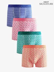 Bright Sealife Print Signature Cotton Rich Boxers 4 Pack (AA7729) | $47