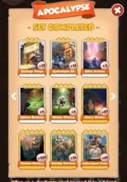 Apocalypse Set, 5 white cards, Virtual Cards,Coin Master Game