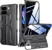 [Kaiiecal] for Google Pixel-9-Pro Fold Case: Slim Hinge Stand Case with Privacy Protector - Support Wireless Charging - Full Body Soft Protective Phone Cover for Pixel 9Pro fold (Black)