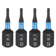 4pcs H1.5 Magnetic Hex Screwdriver Bit 1/4" Hex Shank 25mm Length Industrial Bit