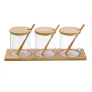 3pc Boxsweden Camden 380ml Glass Spice Herb Jar Container w/ Bamboo Tray/Spoons