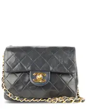 Chanel Black Lambskin Leather Classic Single Flap GHW Mini (Authentic Pre-Loved)