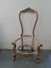 Ornate antique style gold Timber Carved High Back Chair Frame. Needs Upholstery