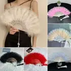 Lolita Feather Fan with Pendant Hand Held Fan Feather Folding Fan Party Decor