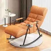 QIADIAOC Armchair Rocking Chair Accent Glider Lounge Chair Living Room Bedroom Recliner,Occasional Chairs Backrest 5 Positions and Soft Padded Cushion(Orange,Black feet)