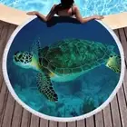 Backing Turtle Round Beach Pool Towel Fringe 150cm Throw Yoga Picnic Blanket Mat