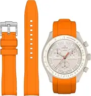 [Stanchev] Strap for MoonSwatch Watch,Curved Rubber Replacement Band Compatible With Omega X Swatch Speedmaster Moonswatch Watch 20mm,Soft Swatch Omega Strap for Men Women