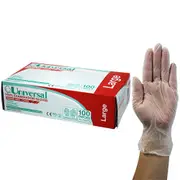 Universal Vinyl Powder Free Gloves 6.5g Large Clear 100 Box