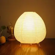 ACMHNC Rice Paper Lamp Retro Rice Paper Bedside Lamp with White Shade Decoration Bedroom Table Lamp E14 Socket Max. 25 W, 1.8 m Cable, Paper Lamp Living Room Decorative Lamp, H 23 cm