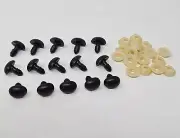 15 pcs VTG Zim's Black E-Type 14mm Oval Plastic Animal Nose Craft Doll Toy