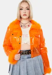 Plus Juicy Planet Her Vinyl Trucker Jacket