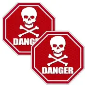 Danger Skull & Crossbones Stickers 5 Inch 2 Pack - for Poison, Yard Signs, Wa...