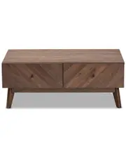 Design Studios Hartman Mid-Century Modern Walnut Brown Finished Wood Coffee Table