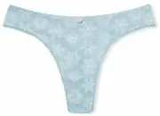 Victoria's Secret 100% Cotton Thong Panty Light Blue Snowflake Logo S M L XL NEW