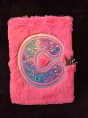 Claire's Initial Pink Fuzzy Lock Diary - C , NWT 90 Page Lock With 2 Keys