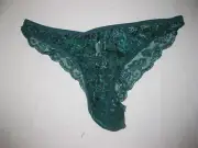 Shein 80s aesthetic sheer lace high-leg cut cheeky panties S green nip