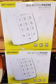 2 NIB EMERSON Big Button Corded Phone Speaker EM300 Senior Citizen Vision Impair