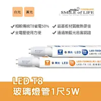 在飛比找Yahoo!奇摩拍賣優惠-LED-T8-5W  舞光玻璃燈管1尺 取代傳統T8燈管 高