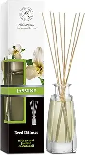Reed Diffuser Jasmine 3.4oz (100ml) - Room Diffuser with Jasmine Essential Oil - Home Fragrance - Aromatherapy Air Freshener - Oil Diffuser - Scented Diffuser - Jasmine Aroma