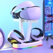 Charging Station for PS5 VR2 Controllers Charger Stand Dock with Headset Holder
