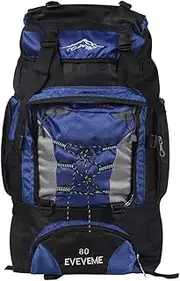 Military Backpack Bag 70cm x 40cm x 20cm, 80L Large Capacity 6 Day Tactical Outdoor, Waterproof, Hiking Camping Bag Rucksack Carry Bag Trekking Travel, Multiple Zippered Pockets, Blue
