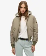 Hooded Ma1 Bomber Jacket | Light Khaki Green