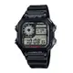 【CASIO 卡西歐】世界地圖方形電子錶 黑色 AE-1200WH-1AVDF