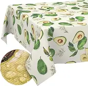 Tablecloth Fabric Washable Tablecloth Table Cloth Easy Care Lotus Effect Dirt and Water-Repellent for Indoor Outdoor Table Cloth 200 x 140 cm Cut Edge Avocado