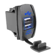 Nevenka Dual USB Charger 12V/24V Fast Charge Socket Waterproof Quick Charger for Cars Boats-Blue