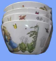 Beatrix Potter Peter Rabbit 4pc Cereal Dessert Bowl Set Spring Ramekins New
