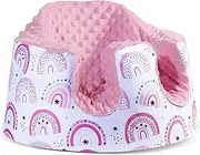 BOMOLOUR Seat Cover Compatible with Bumbo and Nuby Seat, Removable Breathable Baby Floor Seat Cover for Boys and Girls, Seat Not Included (Pink Rainbow)