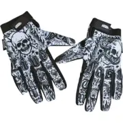 Lethal Threat Tattoo Gloves - Black/White | Large