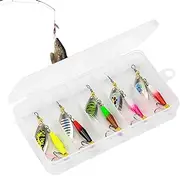 Trout Spinners,Fishing Spinners with Treble Hooks | Spinner Baits Kit with Tackle Box for Bass Fish Enthusiasts Freshwater Saltwater Fish