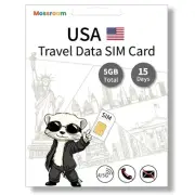 USA Data SIM Card:Total 5GB High-Speed Data, 15 Day Prepaid Plan, Hotspot Sup...