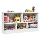 Costway 24 in. White Kids 2-Shelf Bookcase 5-Cube Wood Toy Storage Cabinet