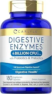 Digestive Enzymes with Probiotics | 180 Capsules | Non-GMO, Gluten Free | Digestive Enzyme Supplement | by Carlyle
