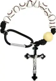 Sports One Decade Rosary Ten Baseball Prayer Beads with Carabiner Attachment
