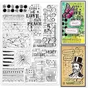 GLOBLELAND Grunge Textures Background Clear Stamps for Cards Making Numeric Text Lines Background Silicone Clear Stamp Seals 5.8x8.3inch Transparent Stamps for DIY Scrapbooking Photo Album Journal