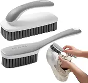 [Generic] Stain Remover Brush - 2X Clothes Washing Brush - Portable Bathroom Cleaning Tool with Ergonomic Grip, Multi-Purpose Household Supplies for Fabric
