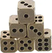 Hohopeti 6pcs Antique Brass Dice Retro Game Props for Home Pub Beach Fun Unique Design for Parties Entertaining Activities